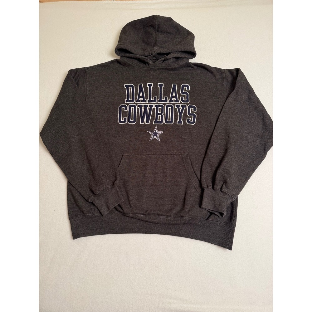 Dallas Cowboys Authentic Hoodie Mens Large Charcoal Gray Fleece Pullover